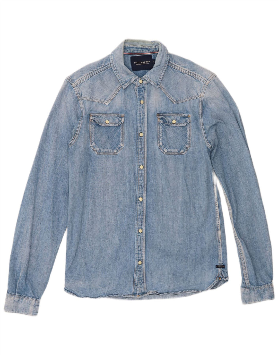 Scotch & Soda Mens Slim Denim Shirt Medium Blue Cotton