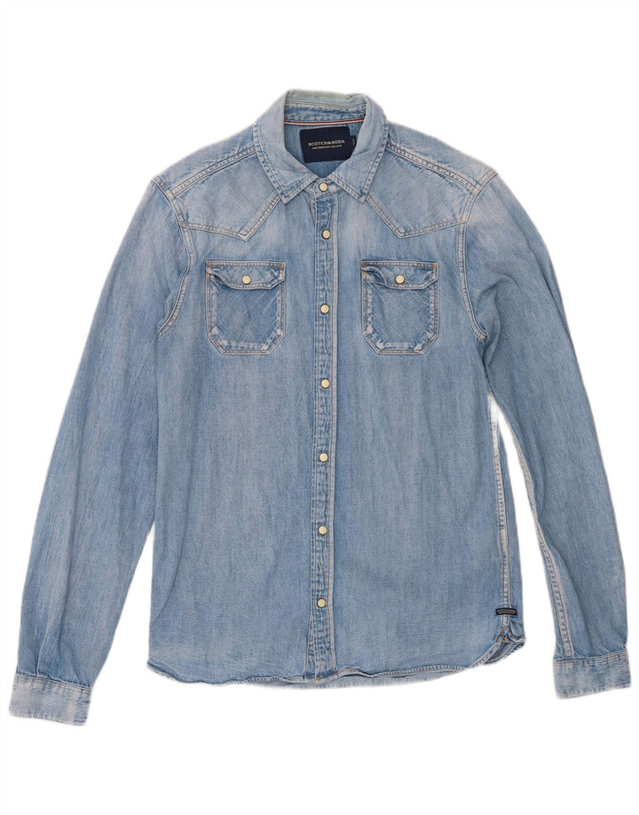 Scotch & Soda Mens Slim Denim Shirt Medium Blue Cotton