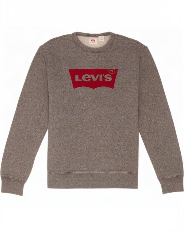 Levi's Womens Graphic Sweatshirt Jumper Medium Grey Flecked Classic