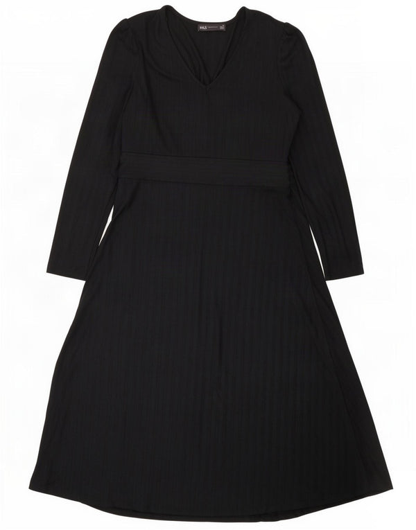 Marks & Spencer Womens Long Sleeve Maxi Dress UK 14 Medium Black Striped