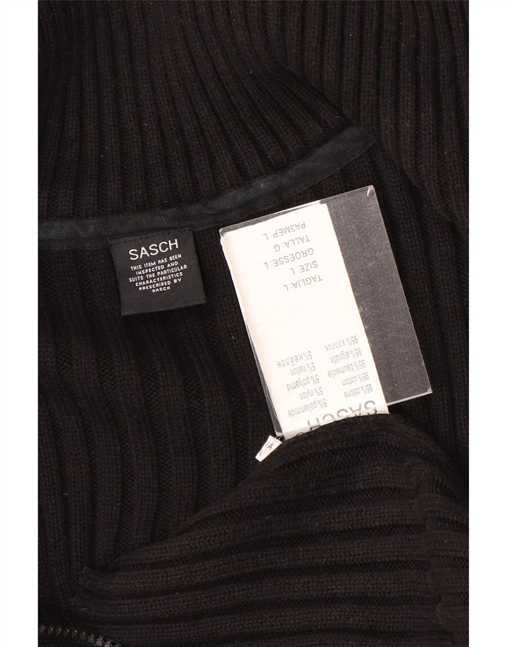 Sasch Womens Cardigan Sweater UK 16 Large Black Cotton