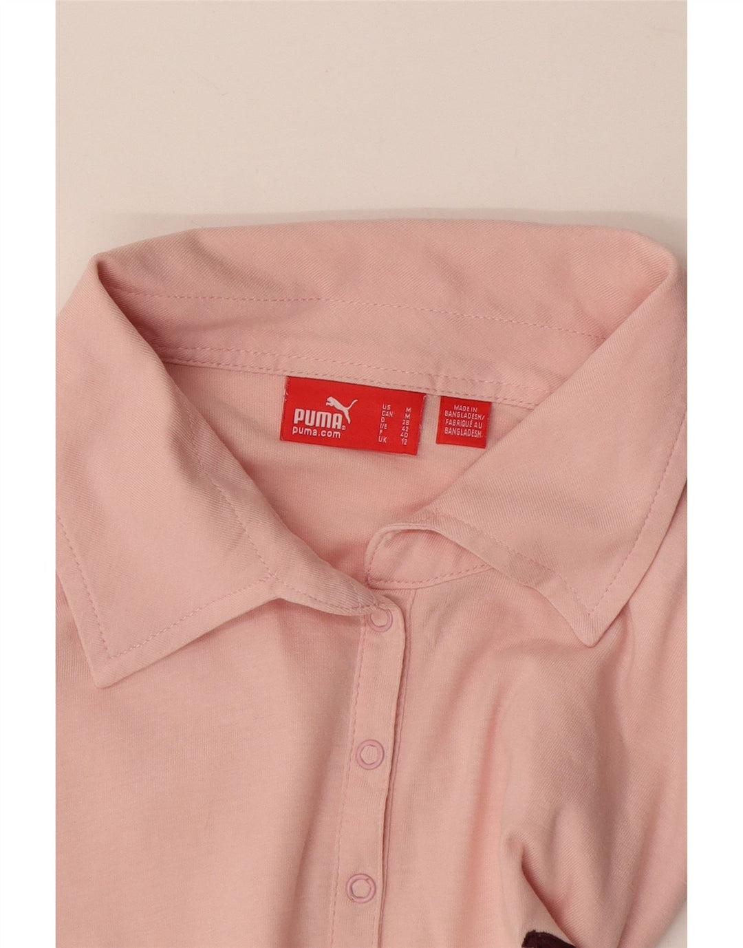 Puma Womens Long Sleeve Polo Shirt UK 12 Medium Pink