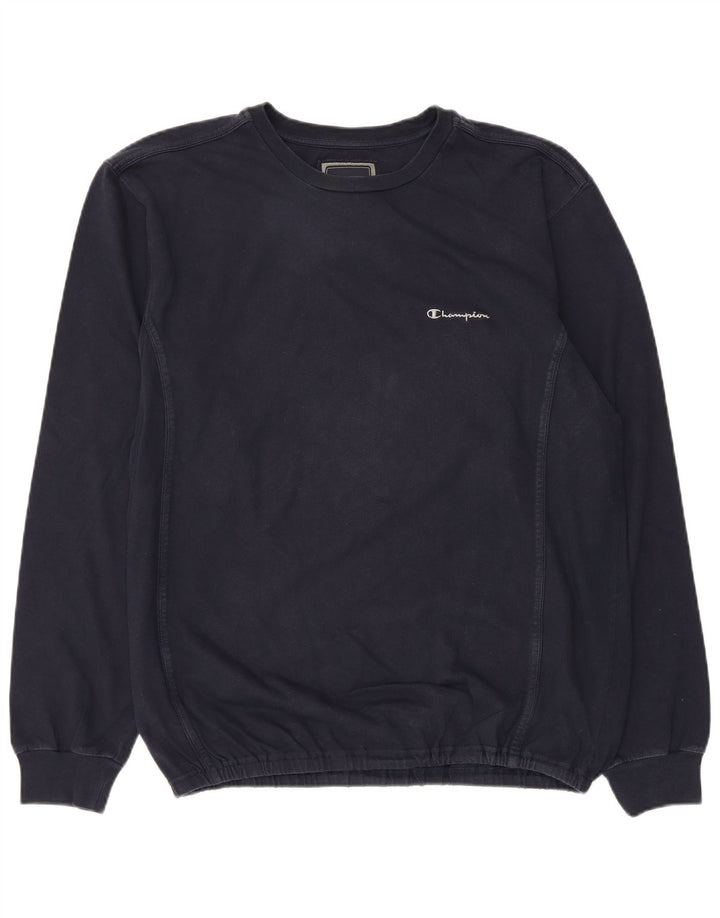 Champion Mens Top Long Sleeve XL Navy Blue Cotton