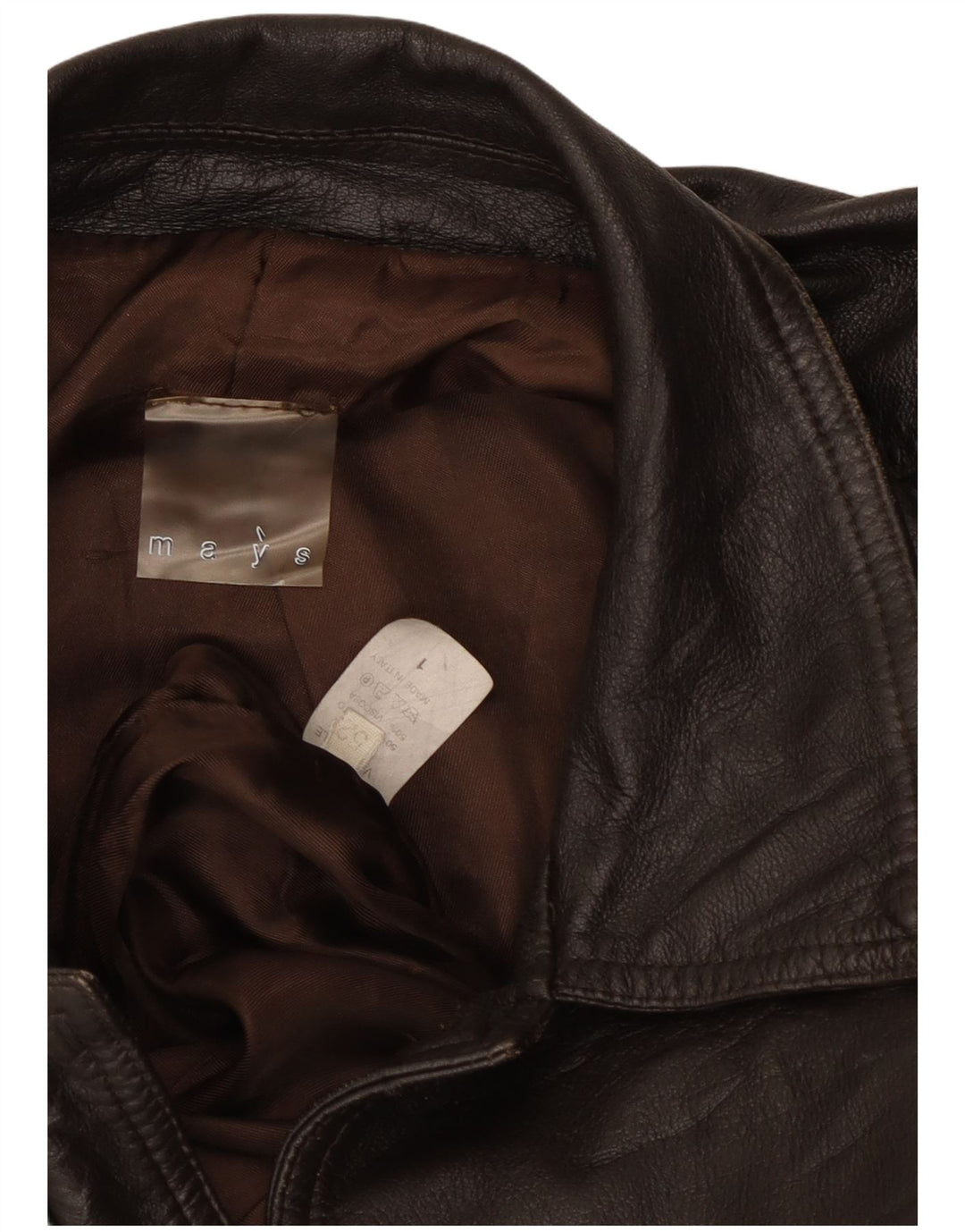 Mays Mens Leather Jacket IT 52 XL Brown Leather