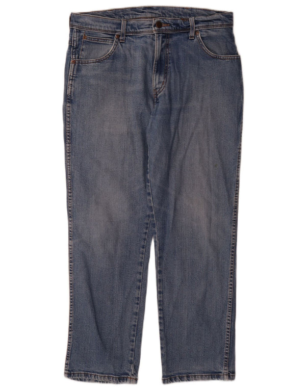Wrangler Mens Regular Fit Straight Jeans W34 L30 Blue Cotton