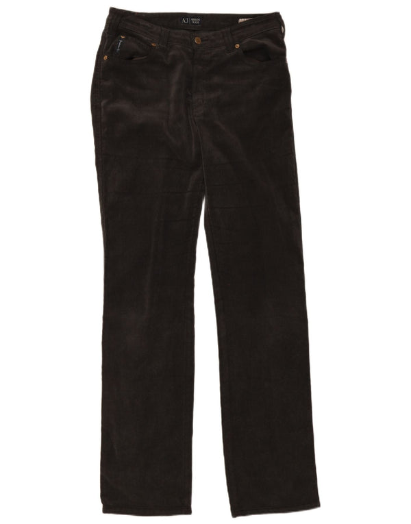 Armani Womens Straight Corduroy Trousers W31 L34 Grey Polyester