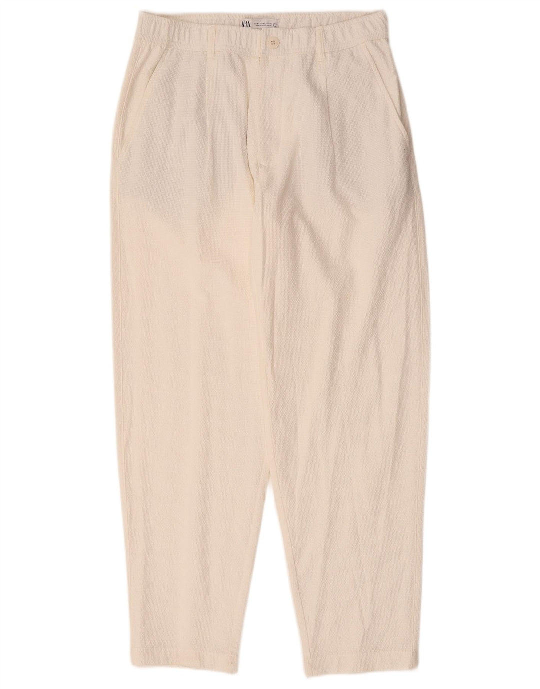 Zara Mens Pegged Chino Trousers Medium W31 L29 White Cotton