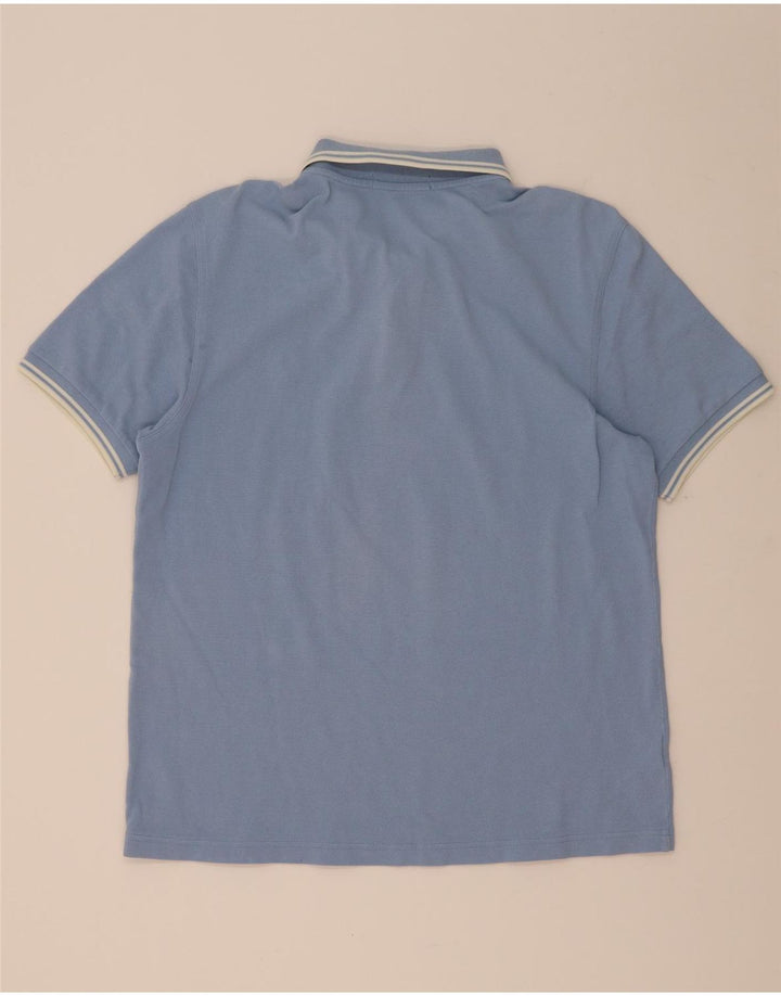 Fred Perry Mens Polo Shirt Large Blue Striped Cotton