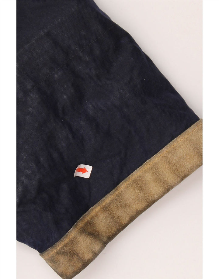 Vintage Mens Hooded Loose Fit Waxed Jacket UK 38 Medium Navy Blue Cotton