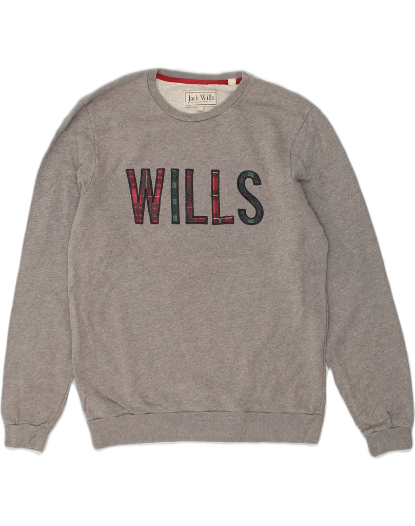 JACK WILLS Mens Graphic Sweatshirt Jumper Medium Grey Cotton | Vintage Jack Wills | Thrift | Second-Hand Jack Wills | Used Clothing | Messina Hembry 