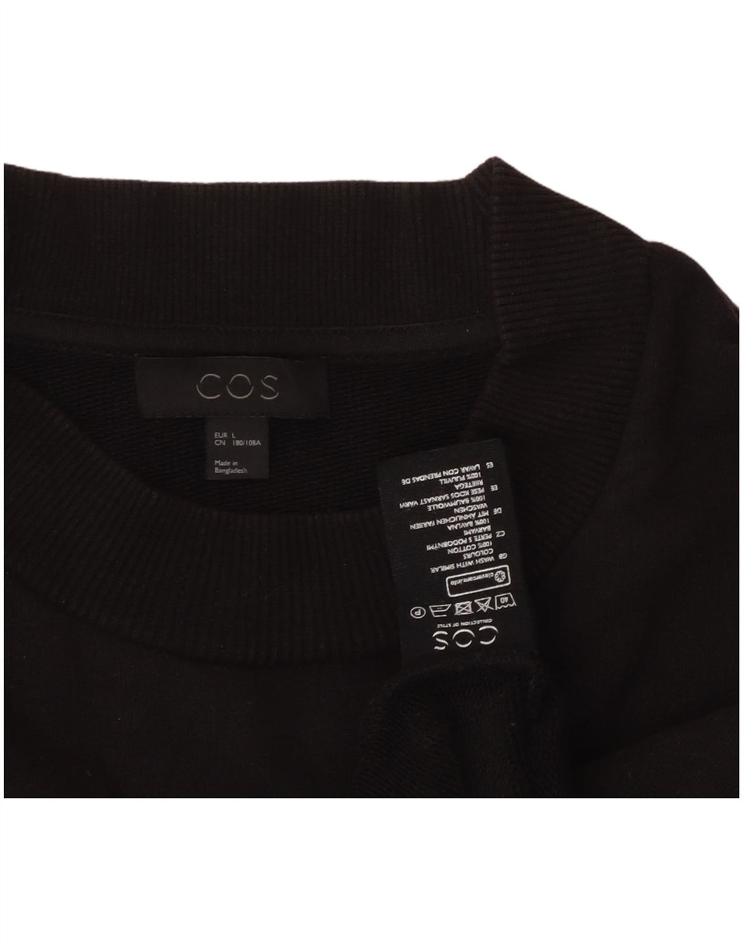 COS Mens Sweatshirt Jumper Large Black Cotton