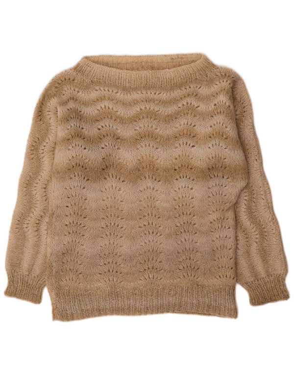 Vintage Womens Boat Neck Jumper Sweater UK 16 Large Beige