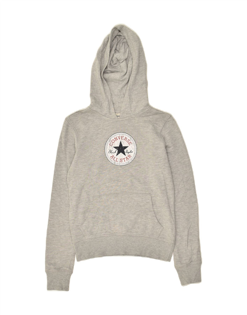 CONVERSE Boys Graphic Hoodie Jumper 13-14 Years Grey Cotton | Vintage Converse | Thrift | Second-Hand Converse | Used Clothing | Messina Hembry 