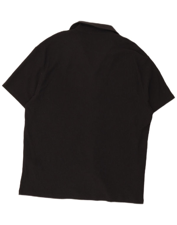 Reiss Mens Graphic Short Sleeve Shirt 2XL Black Polyester Modern