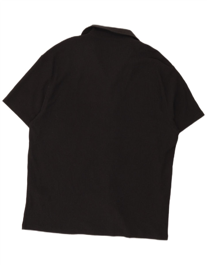 Reiss Mens Graphic Short Sleeve Shirt 2XL Black Polyester Modern