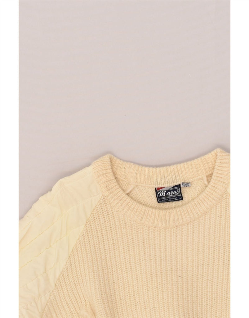 VINTAGE Mens Crew Neck Jumper Sweater Medium Yellow Acrylic | Vintage Vintage | Thrift | Second-Hand Vintage | Used Clothing | Messina Hembry 