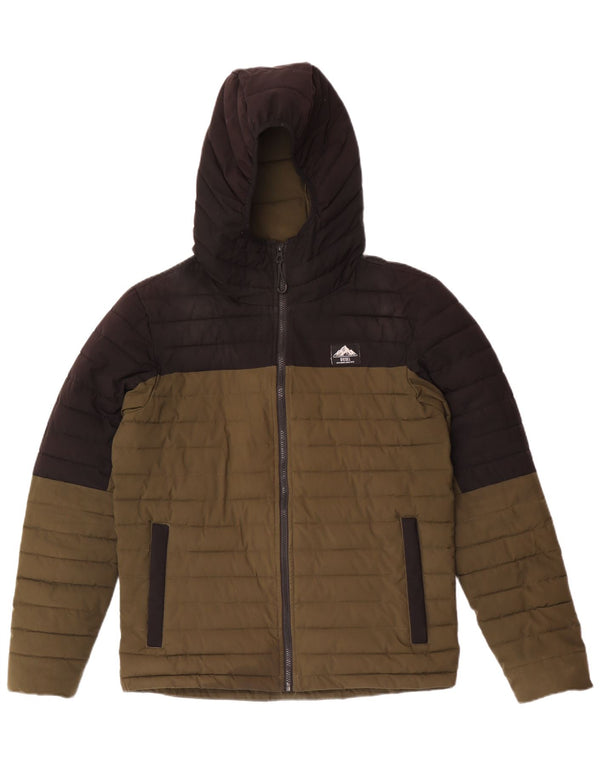 Diesel Mens Hooded Padded Jacket UK 38 Medium Khaki Colourblock