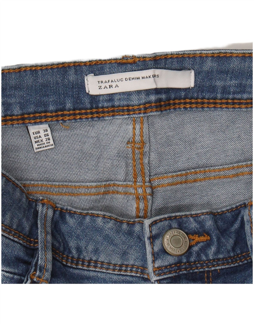 ZARA Womens Denim Shorts EU 38 Small W28 Blue