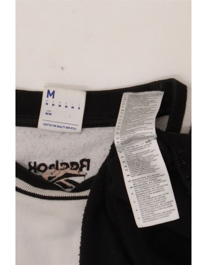 REEBOK Mens Graphic Sweatshirt Jumper Medium Black Colourblock Cotton
