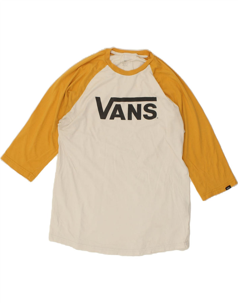 VANS Mens Custom Fit Graphic Top 3/4 Sleeve Large Grey Colourblock Cotton | Vintage Vans | Thrift | Second-Hand Vans | Used Clothing | Messina Hembry 