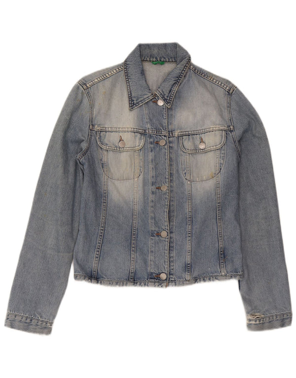 Benetton Womens Denim Jacket UK 12 Medium Blue Cotton