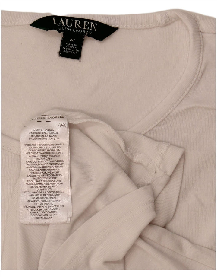 Ralph Lauren Womens Top Long Sleeve UK 12 Medium White Cotton