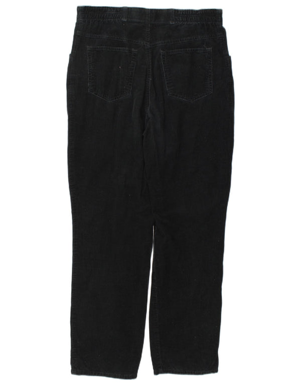 Marks & Spencer Womens High Waist Corduroy Trousers UK 10 Small W27 L27 Bla