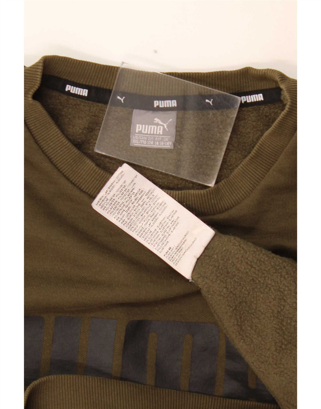 Puma Boys Graphic Sweatshirt Jumper 15-16 Years Khaki Cotton