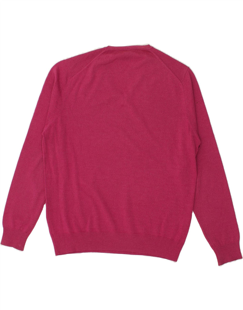 LACOSTE Mens Slim Fit V-Neck Jumper Sweater Size 6 XL Pink Wool | Vintage Lacoste | Thrift | Second-Hand Lacoste | Used Clothing | Messina Hembry 