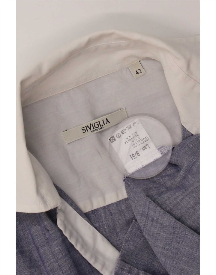 SIVIGLIA Womens Long Sleeve Regular Fit Shirt IT 42 Medium Blue Colourblock