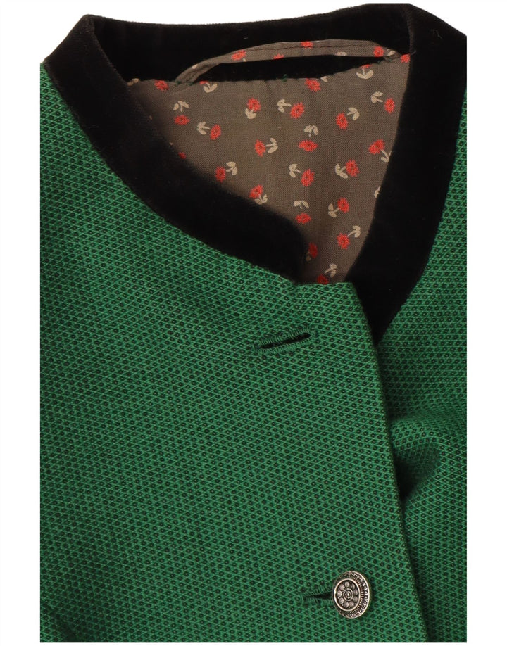 Vintage Womens 5 Button Blazer Jacket UK 8 Small Green Spotted