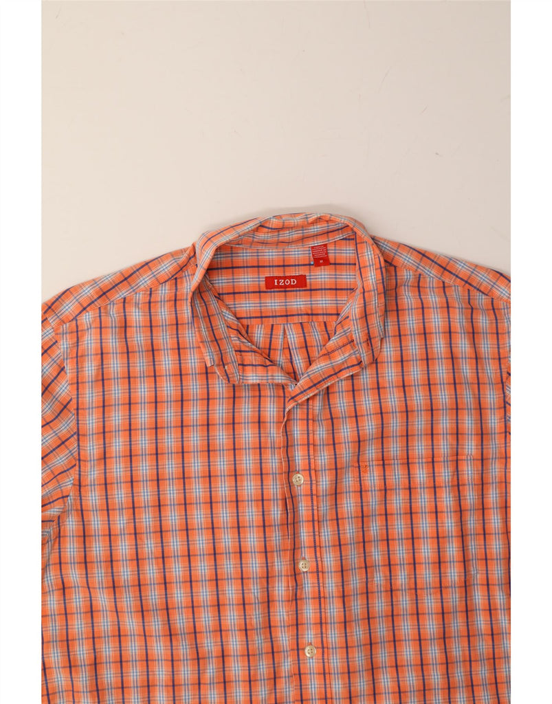 IZOD Mens Shirt Medium Orange Check Cotton Vintage Izod and Second-Hand Izod from Messina Hembry 