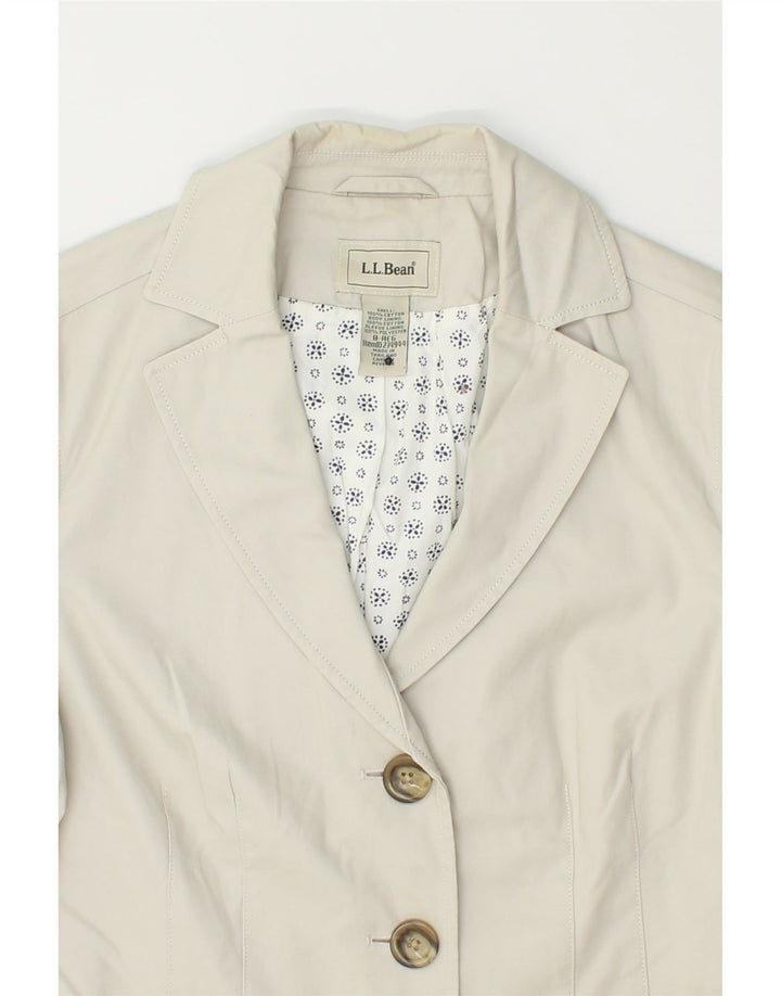L.L.BEAN Womens 3 Button Blazer Jacket US 8 Medium Grey Cotton Vintage L.L.Bean and Second-Hand L.L.Bean from Messina Hembry 