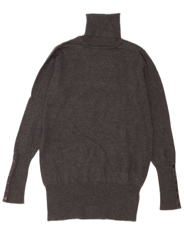 Zara Womens Roll Neck Jumper Sweater UK 12 Medium Grey Rayon