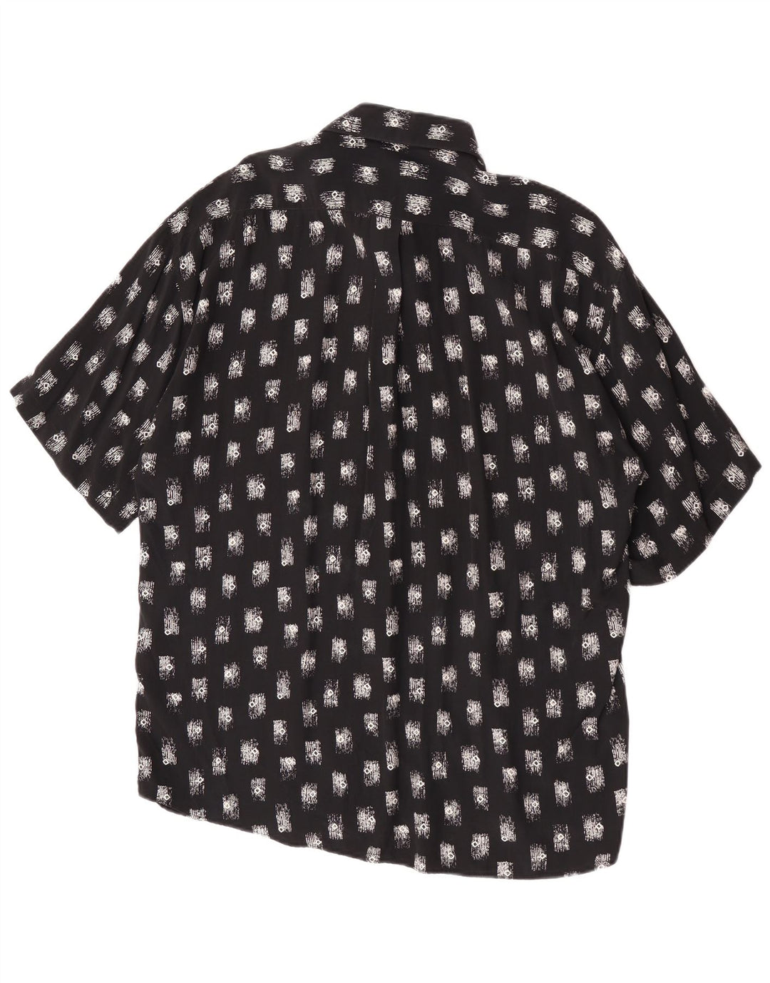 Tipo' S Mens Abstract Pattern Short Sleeve Shirt Large Black Viscose