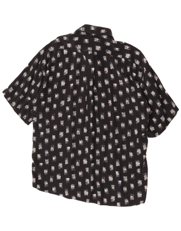 Tipo' S Mens Abstract Pattern Short Sleeve Shirt Large Black Viscose