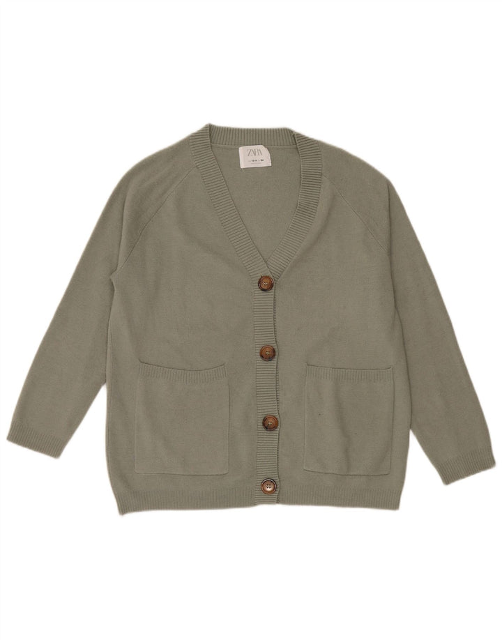 Zara Girls Cardigan Sweater 13-14 Years Green Polyester