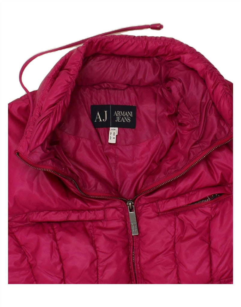 ARMANI JEANS Womens Crop Padded Jacket US 8 Medium Pink Polyamide Vintage Armani Jeans and Second-Hand Armani Jeans from Messina Hembry 