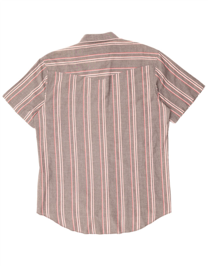 Wrangler Mens Short Sleeve Shirt Size 17 XL Grey Striped