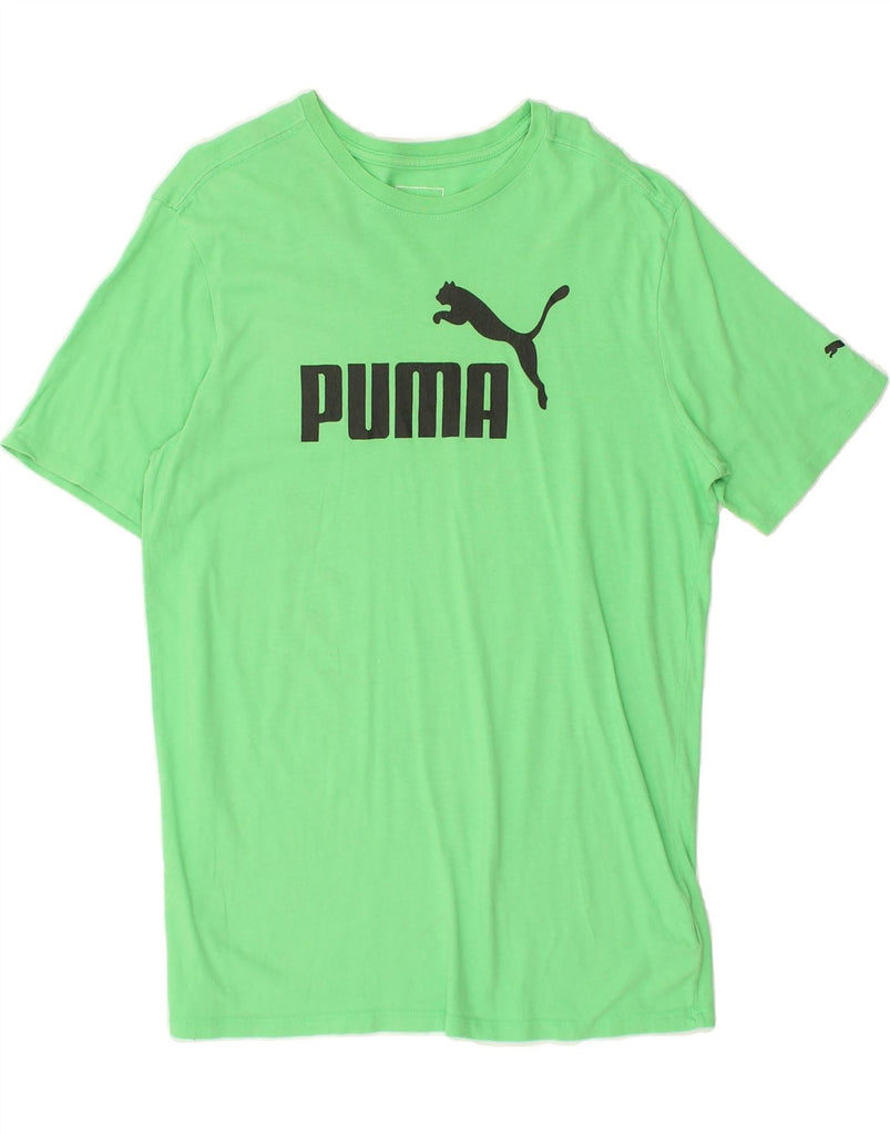 PUMA Mens Graphic T-Shirt Top Medium Green Cotton | Vintage Puma | Thrift | Second-Hand Puma | Used Clothing | Messina Hembry 