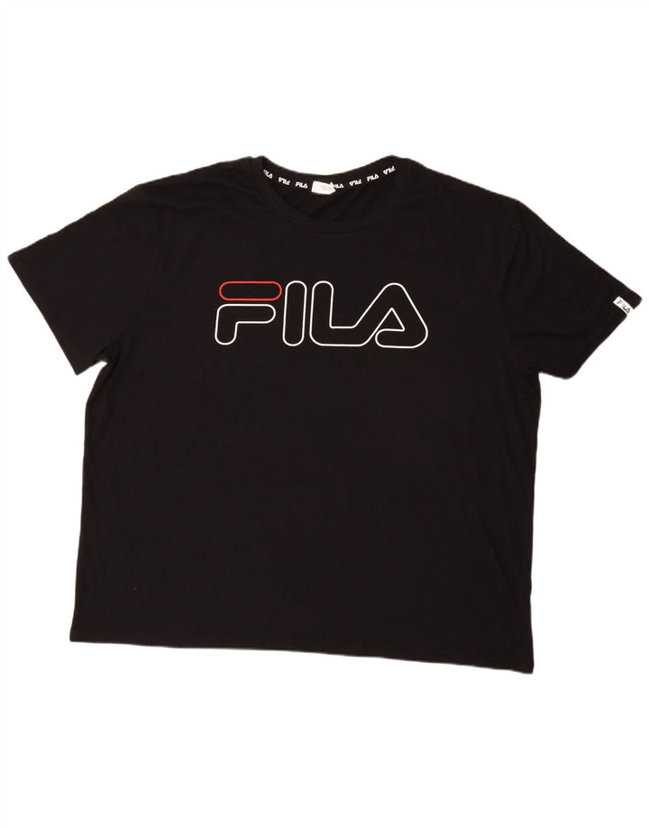 Fila Mens Graphic T-Shirt Top 4XL Black Polyester