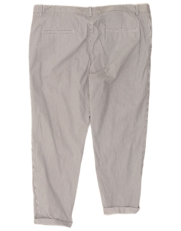 Marks & Spencer Womens Cropped Trousers UK 20 2XL W41 L26 White Striped