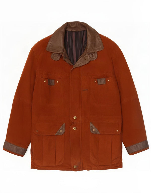 Maddox Mens Suede Utility Jacket IT 52 XL Brown Colourblock