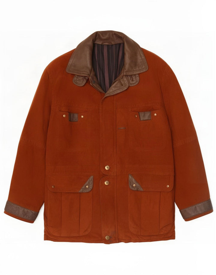 Maddox Mens Suede Utility Jacket IT 52 XL Brown Colourblock