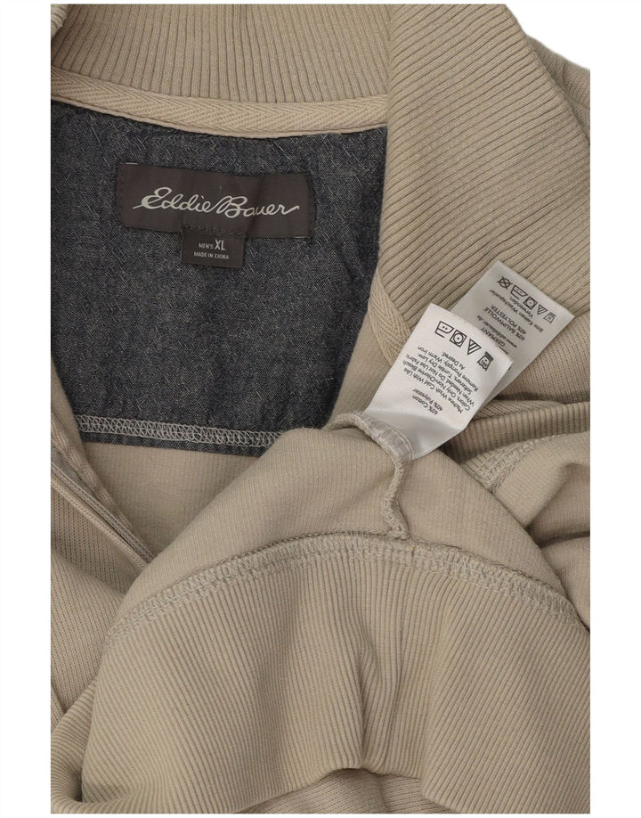 EDDIE BAUER Mens Zip Neck Sweatshirt Jumper XL Beige Cotton