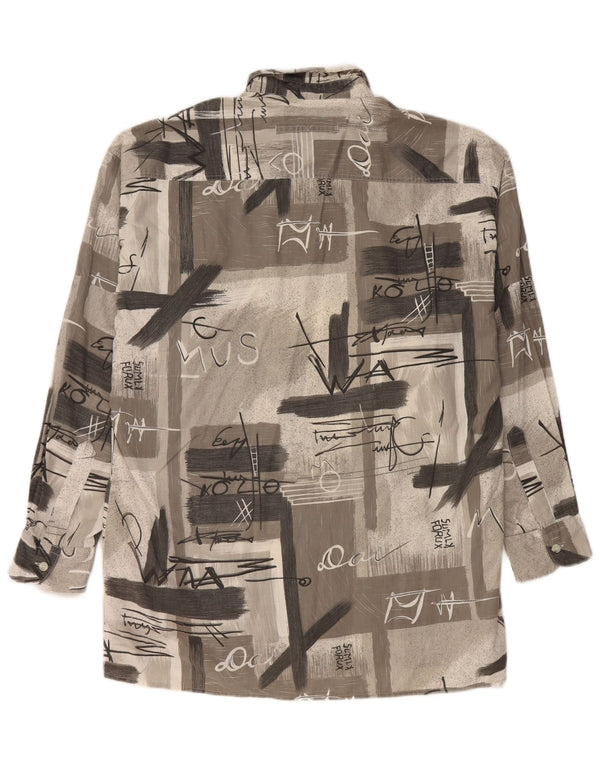 Vintage Mens Graphic Shirt Large Grey Patchwork