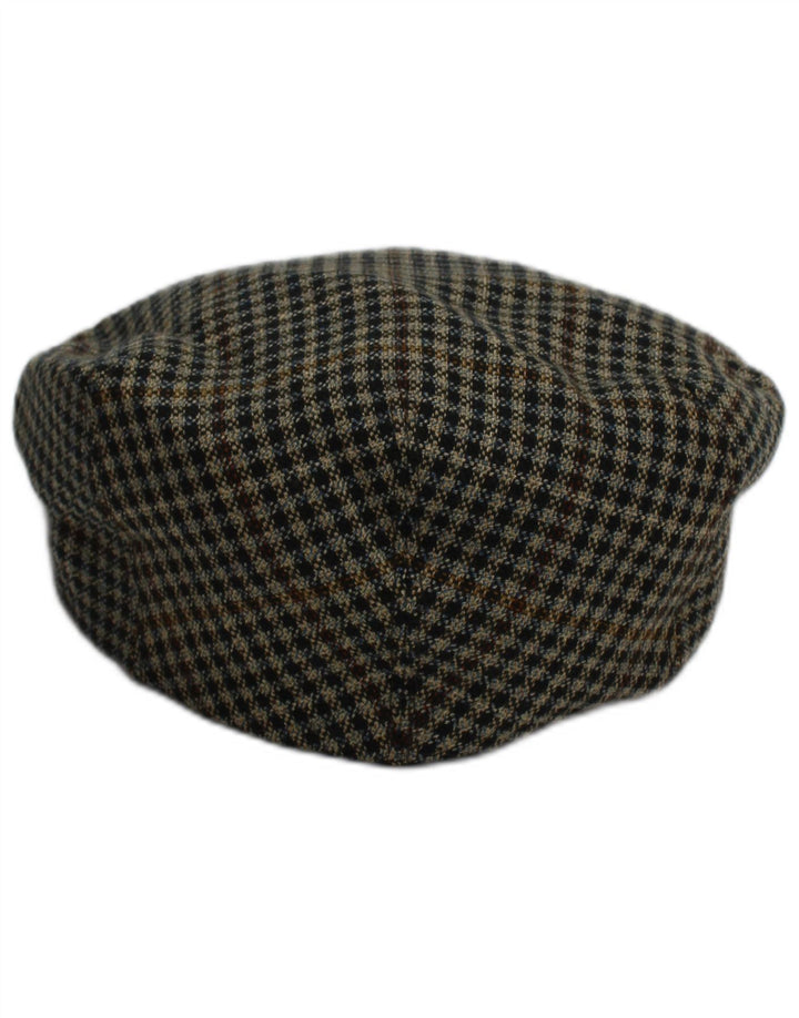 Barbisio Mens Flat Cap Medium Brown Houndstooth Classic