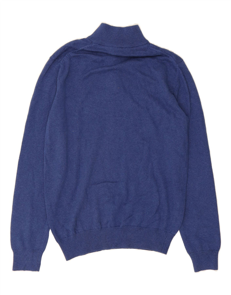 CREW CLOTHING Mens Zip Neck Jumper Sweater Medium Blue Cotton Vintage Crew Clothing and Second-Hand Crew Clothing from Messina Hembry 