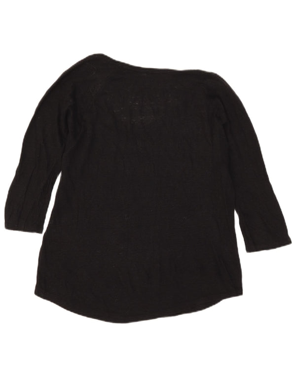 Zara Womens Top 3/4 Sleeve UK 12 Medium Black