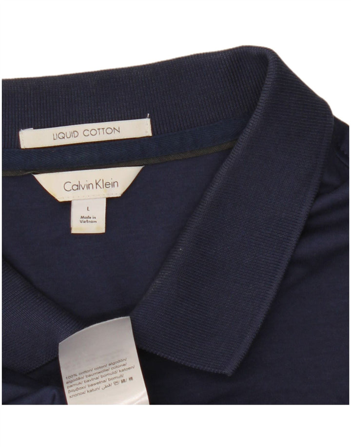 Calvin Klein Mens Polo Shirt Large Navy Blue Cotton